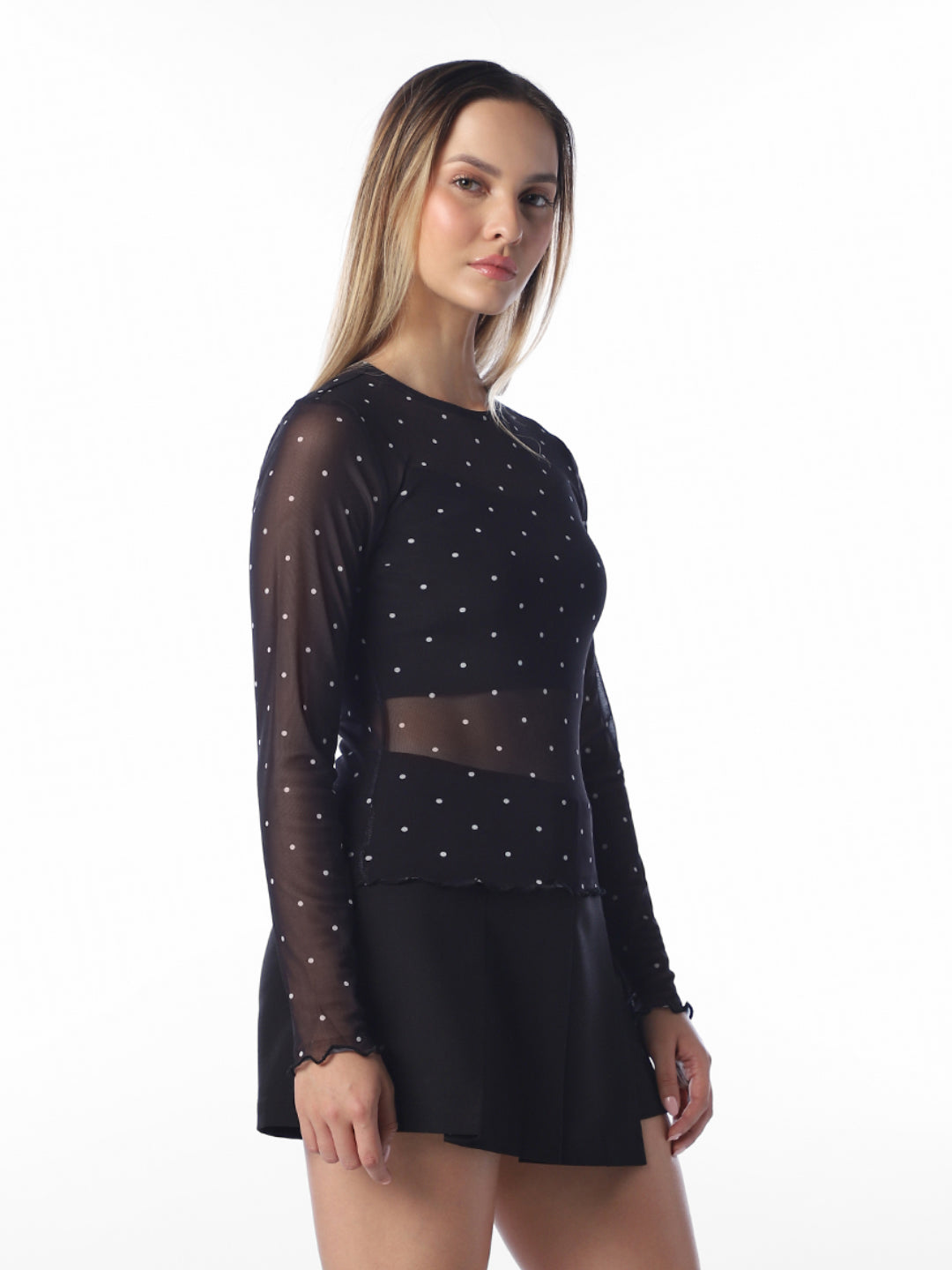 Polka Dot Mesh Top