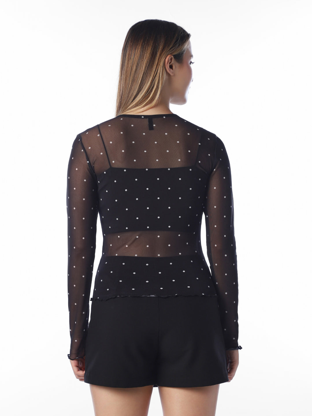 Polka Dot Mesh Top