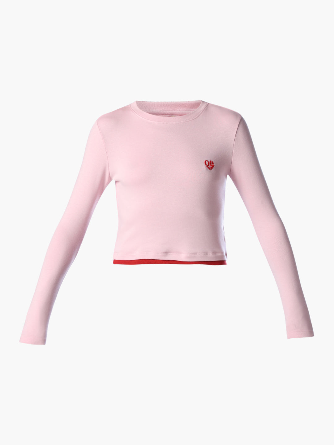Pink Fitted Full Sleeves T-shirt