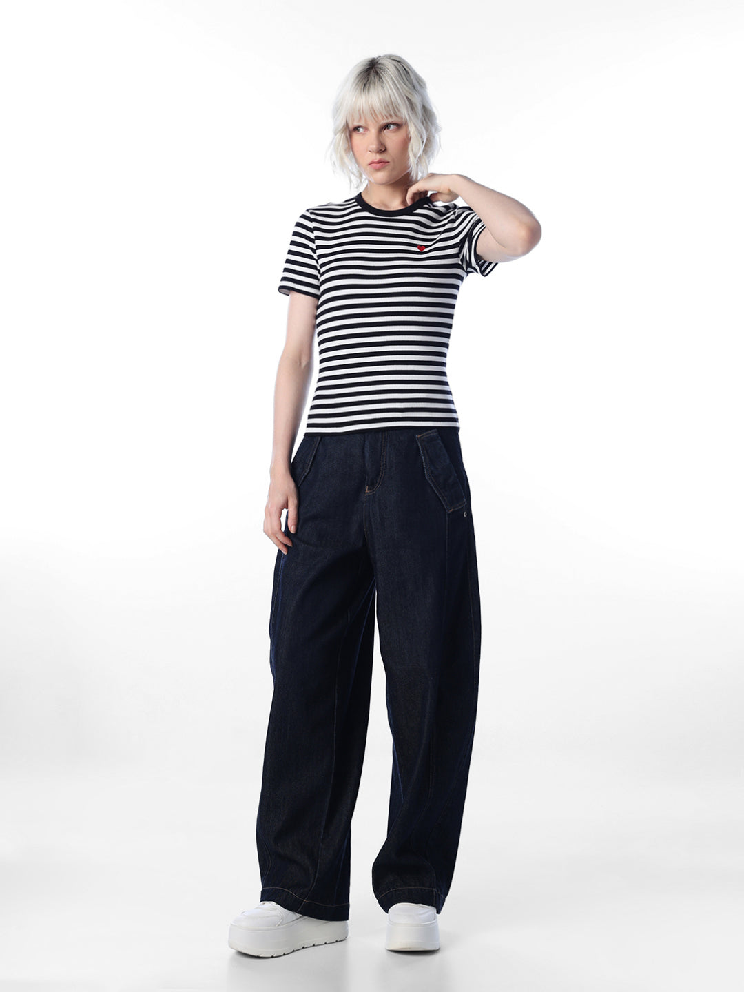Black Striped O-Neck T-shirt
