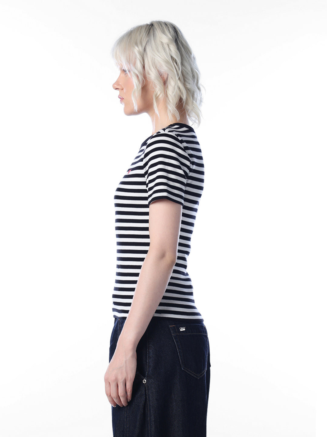 Black Striped O-Neck T-shirt