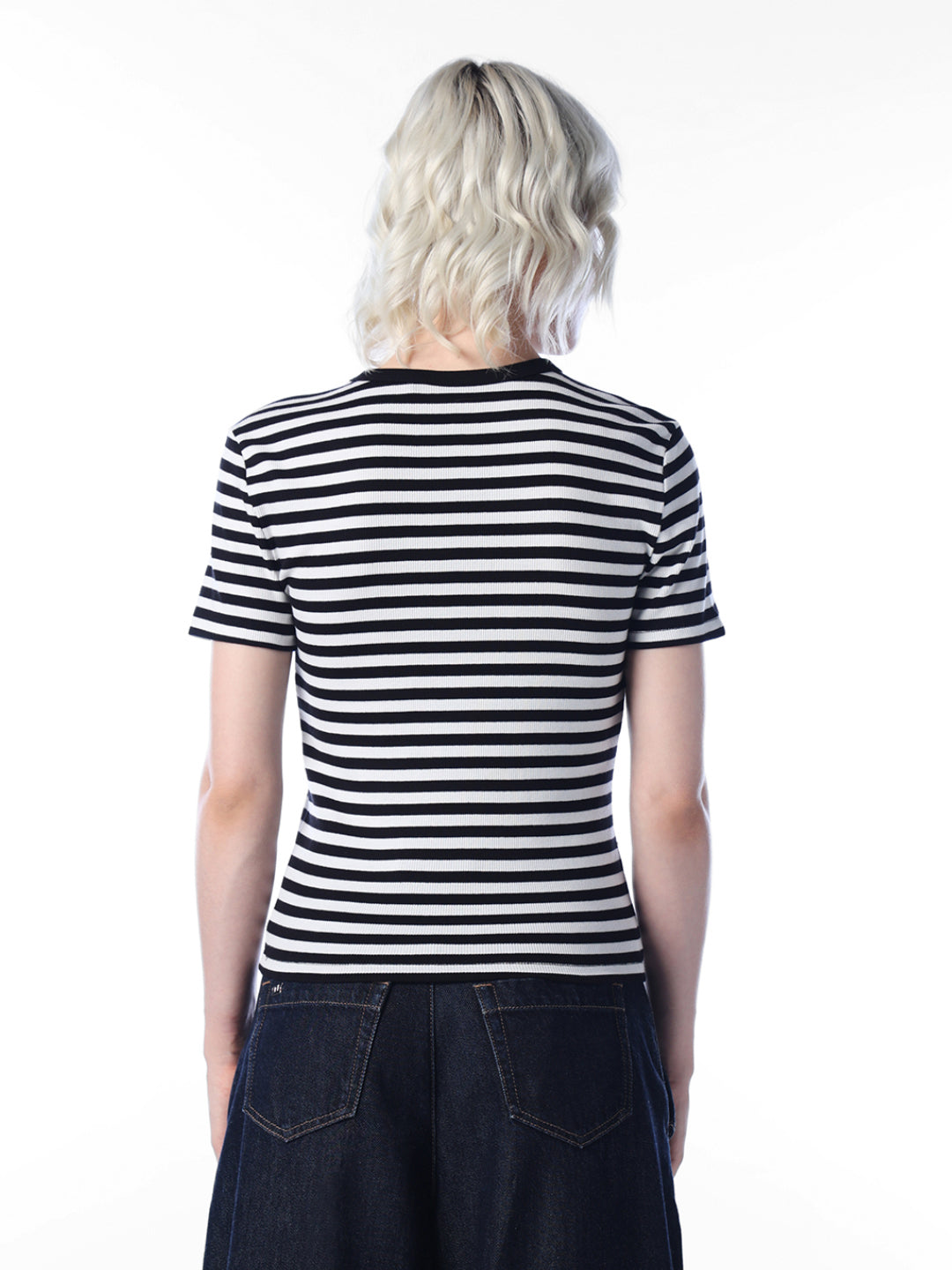 Black Striped O-Neck T-shirt