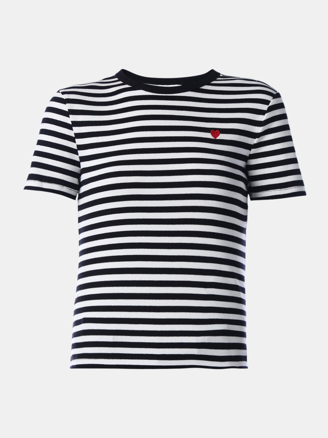 Black Striped O-Neck T-shirt