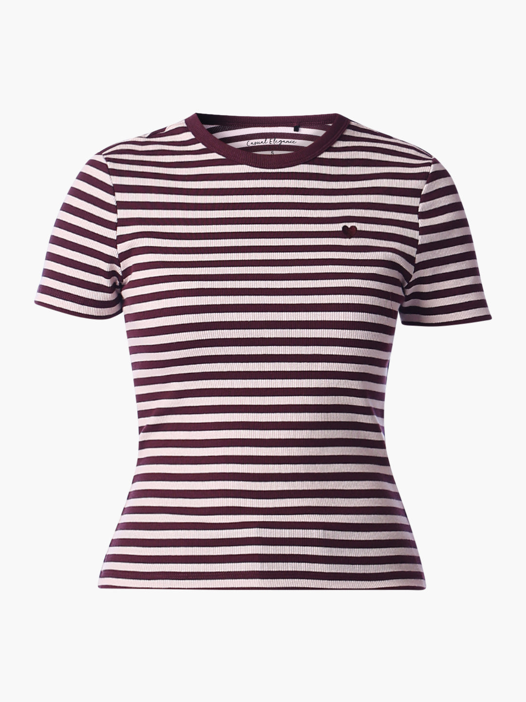 Maroon Striped O-Neck T-shirt