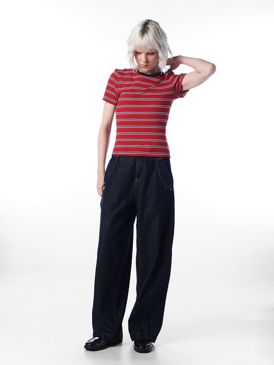 Red Striped O-Neck T-shirt