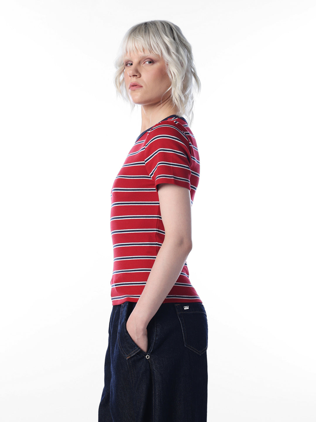 Red Striped O-Neck T-shirt