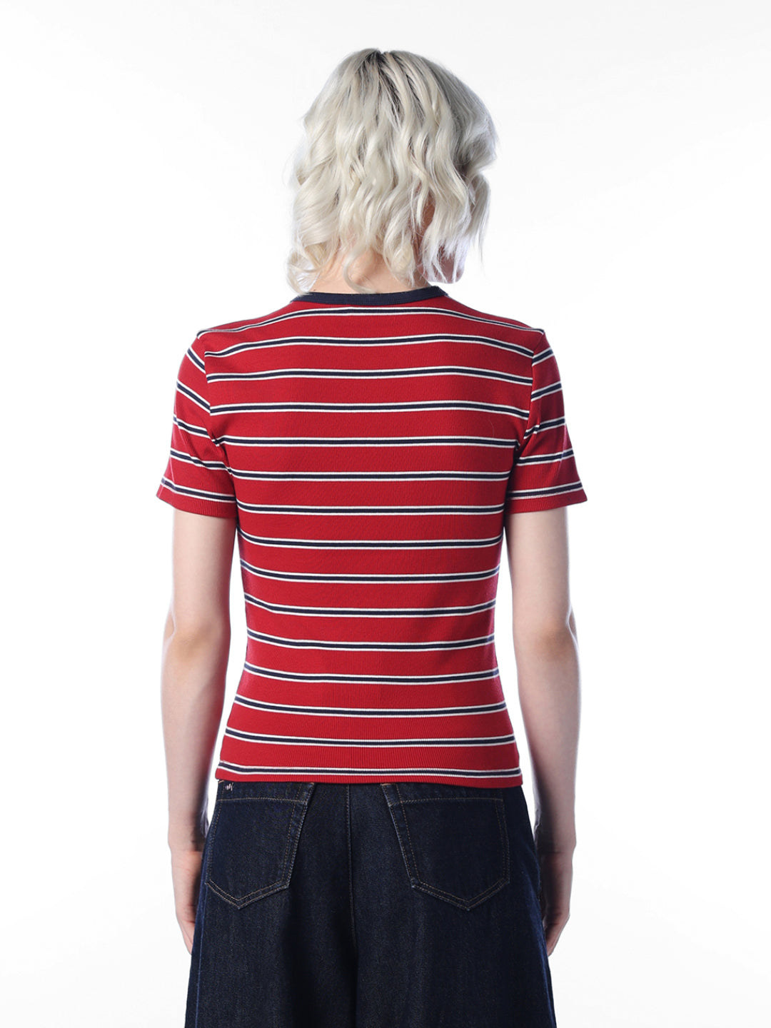 Red Striped O-Neck T-shirt