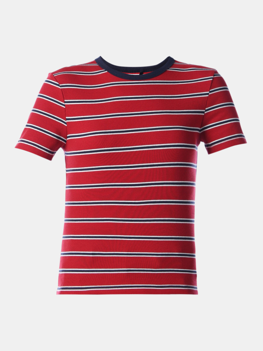 Red Striped O-Neck T-shirt