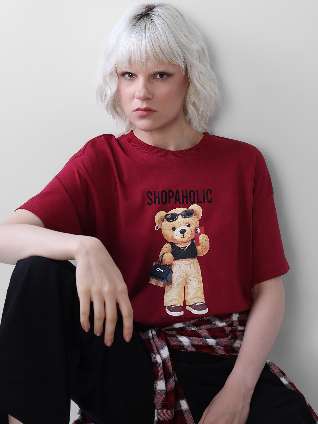 Red Graphic Print Oversized T-shirt
