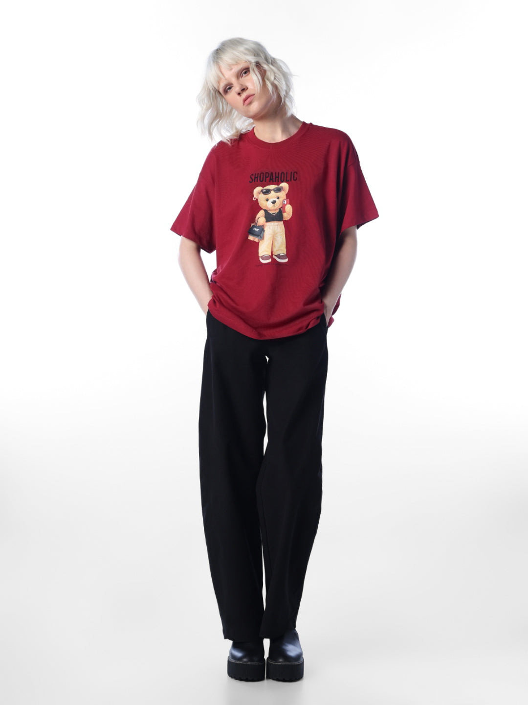Red Graphic Print Oversized T-shirt