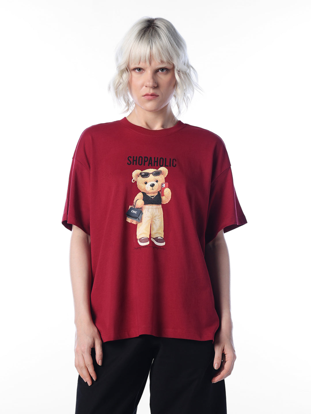 Red Graphic Print Oversized T-shirt