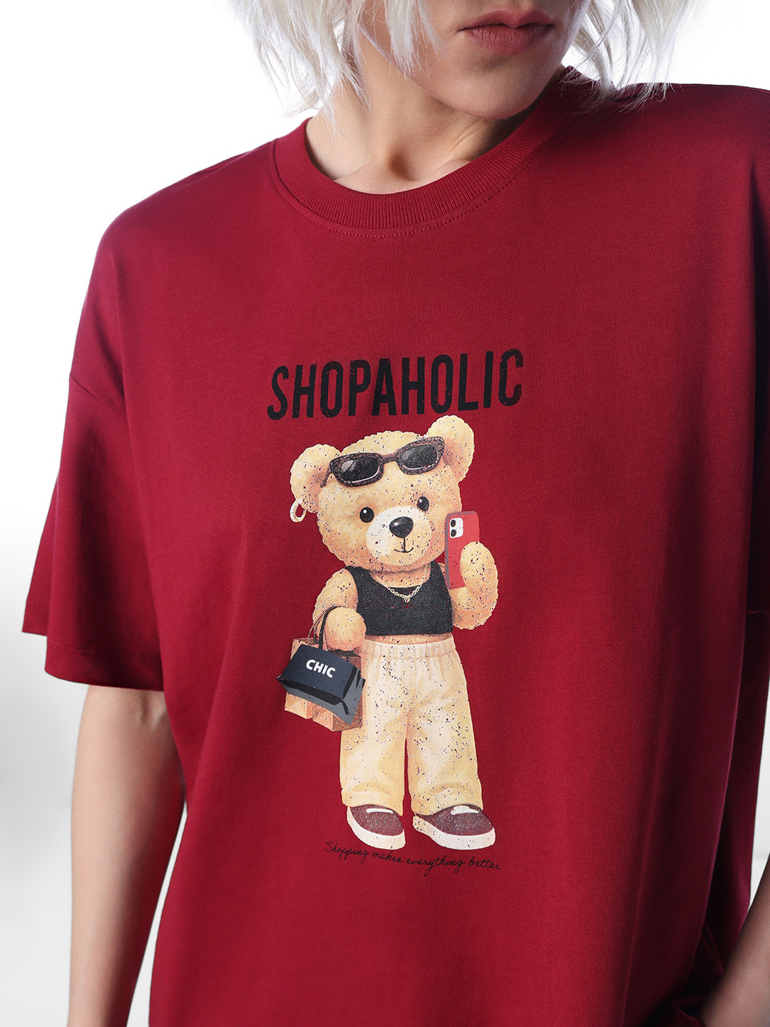 Red Graphic Print Oversized T-shirt