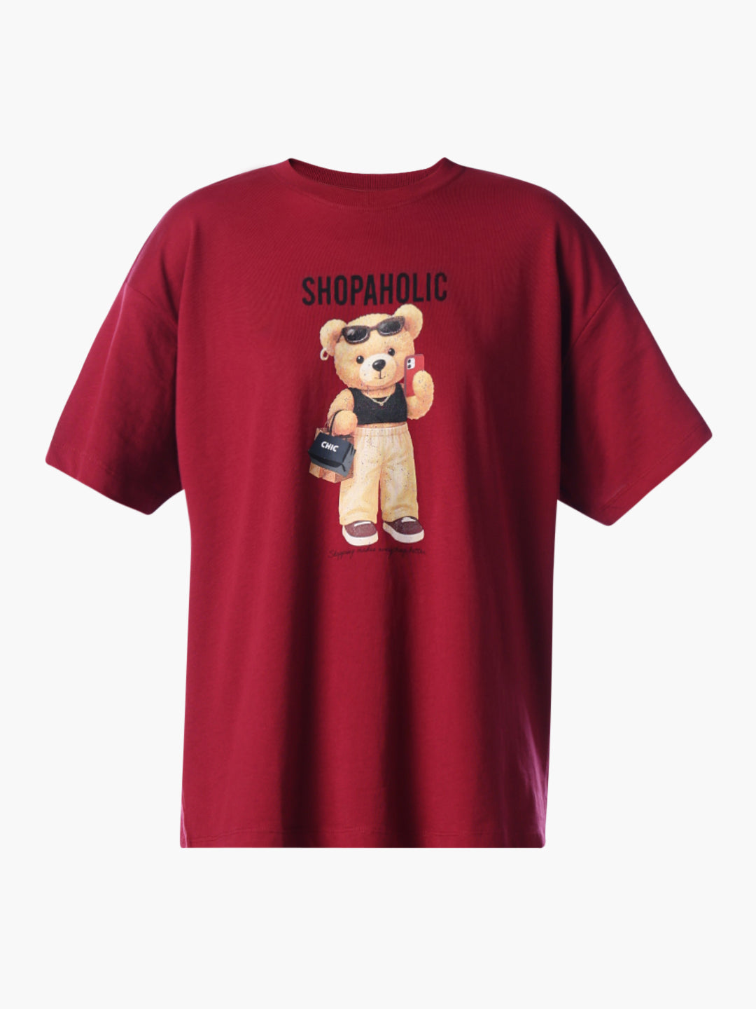 Red Graphic Print Oversized T-shirt