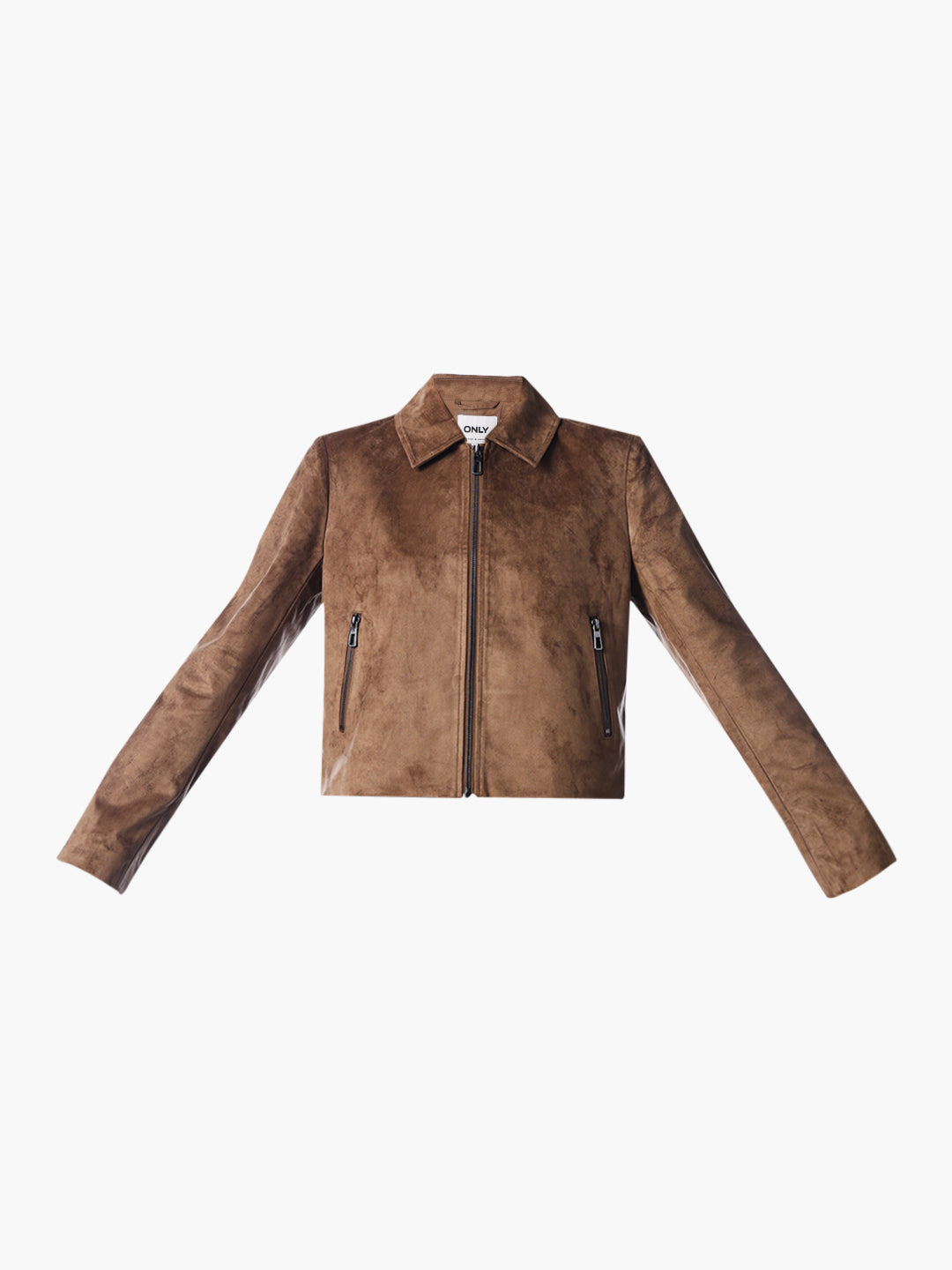 Brown FAUX SUEDE ZIP JACKET