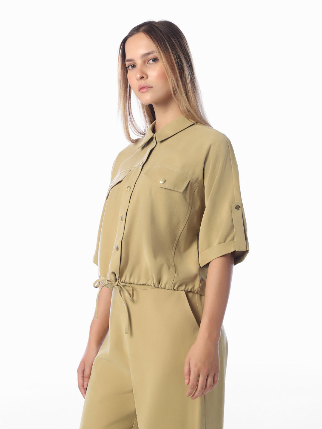 Khaki Cropped Shirt