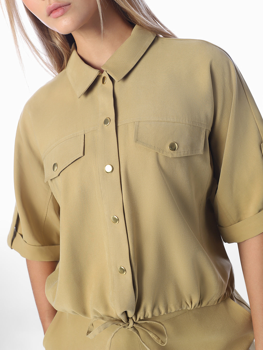 Khaki Cropped Shirt