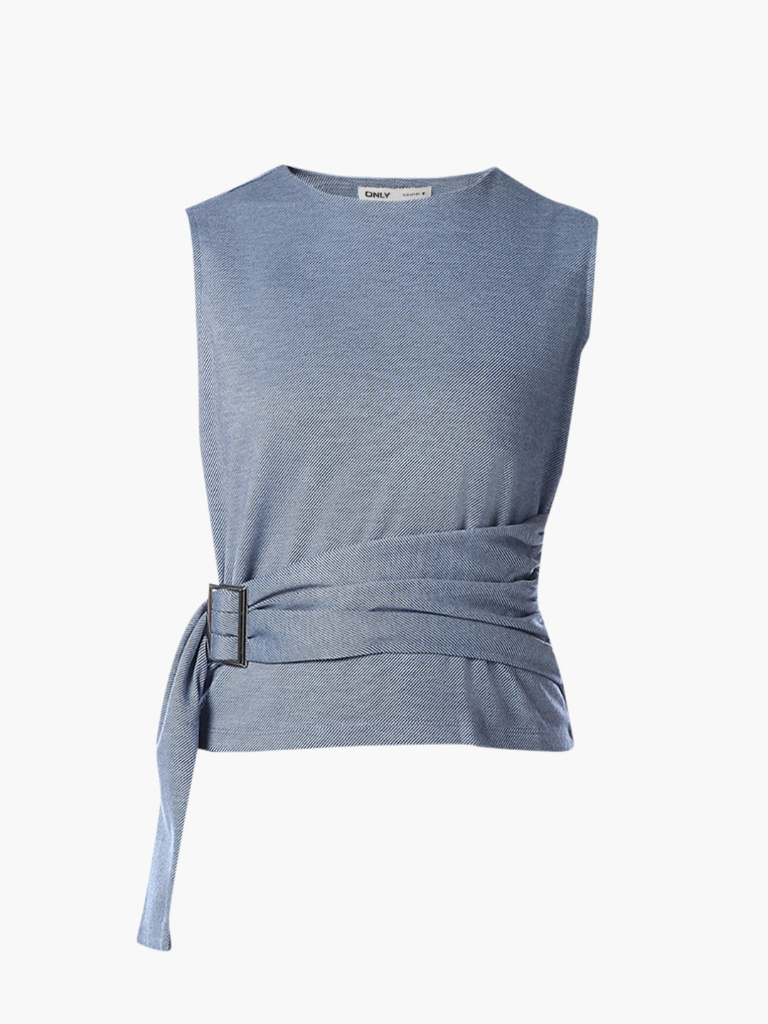 Blue Belted Sleeveless Top