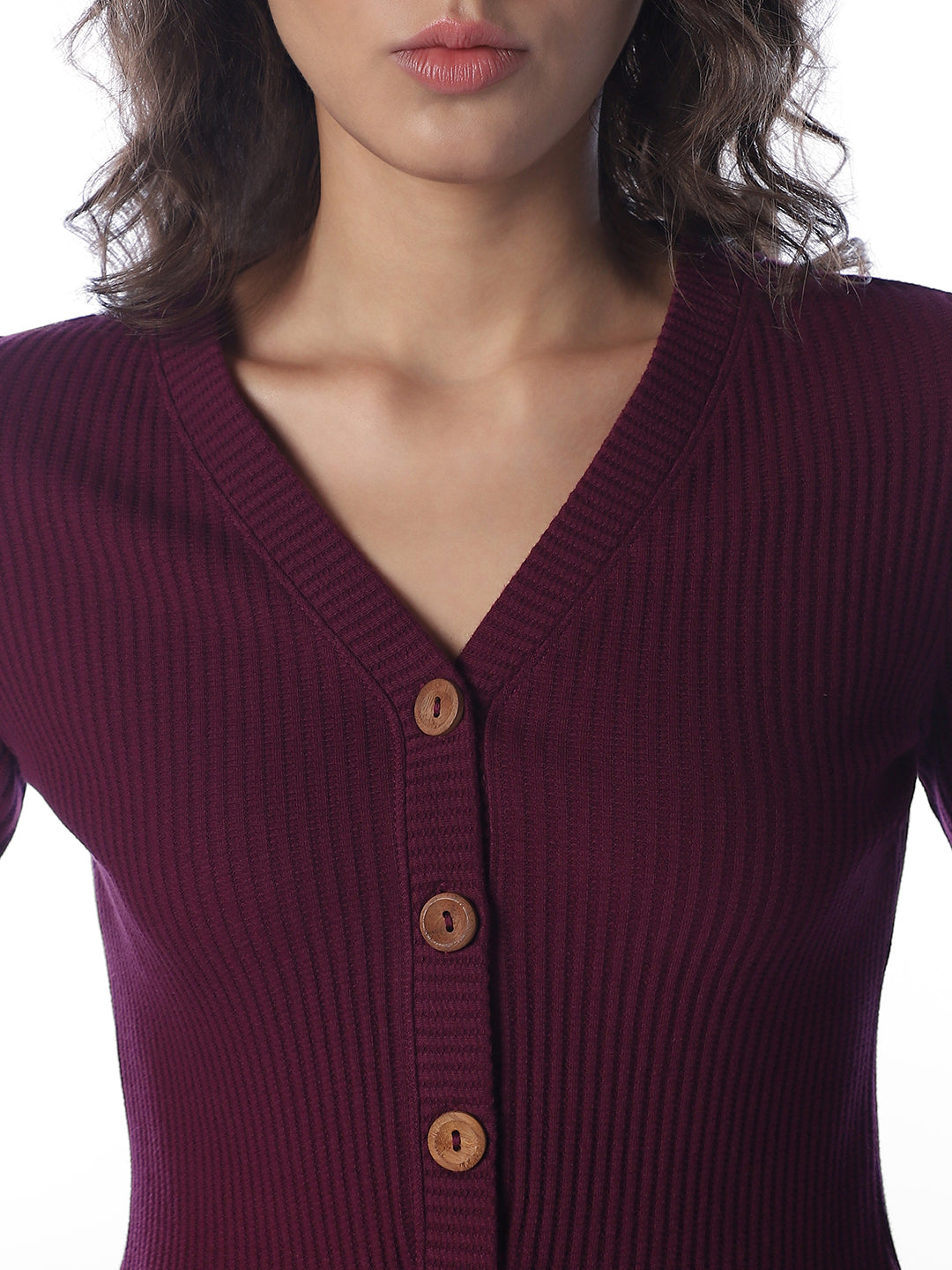 Maroon Cropped Knit Top