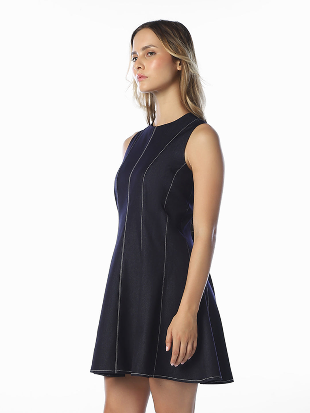 Navy Blue Fit & Flare Mini Dress