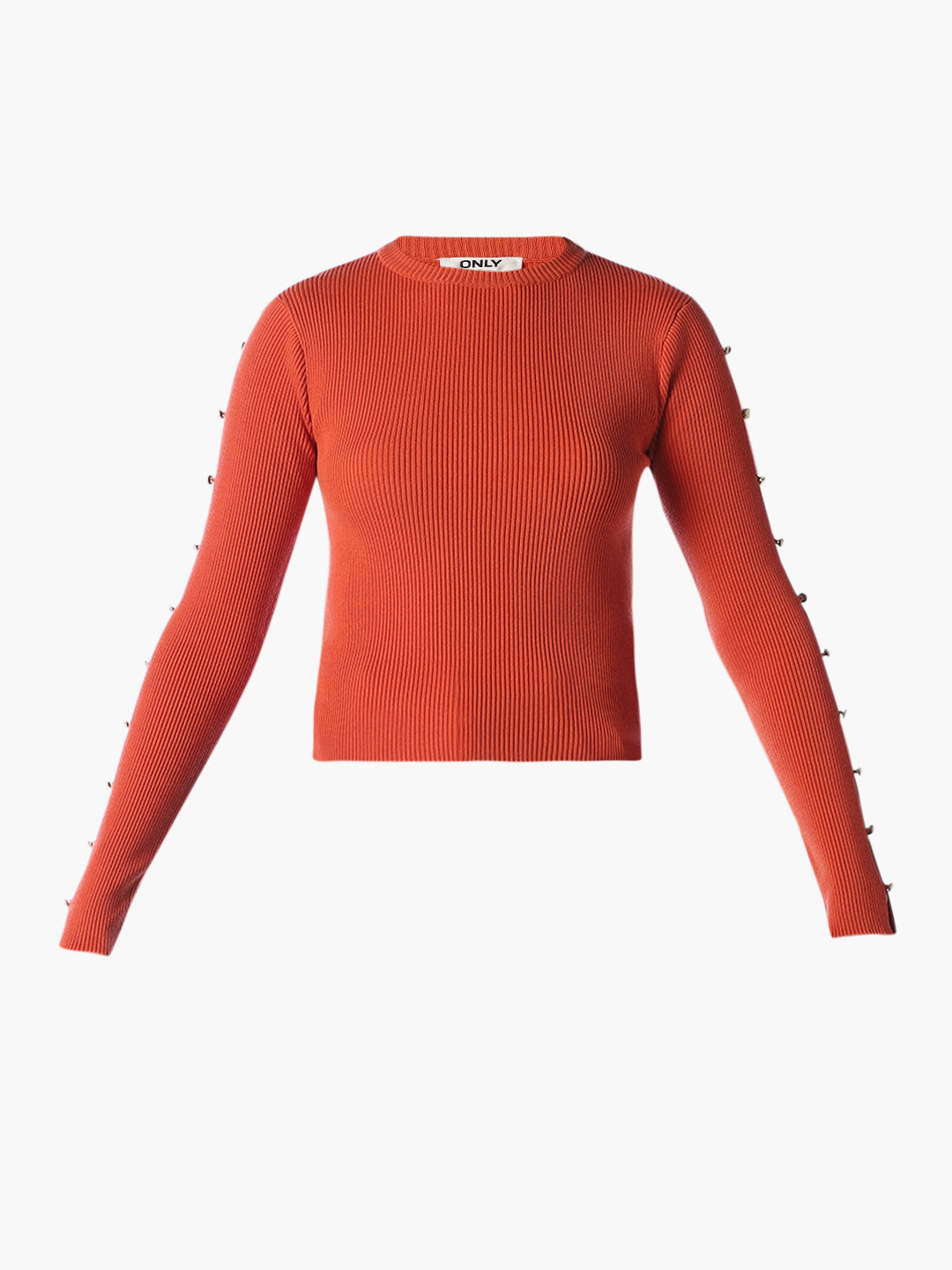 Orange Embellished Knit Top