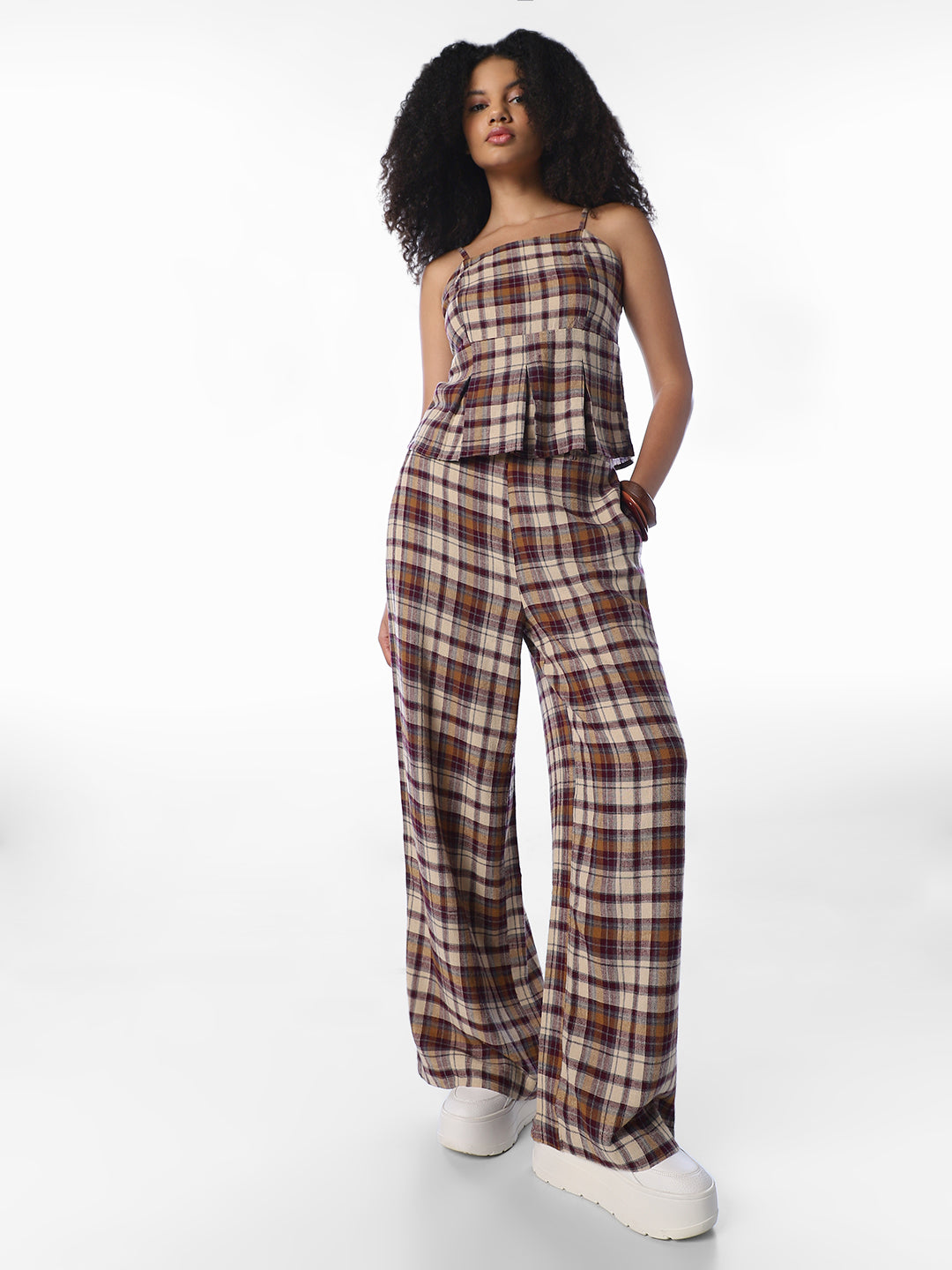 Brown Check Pants