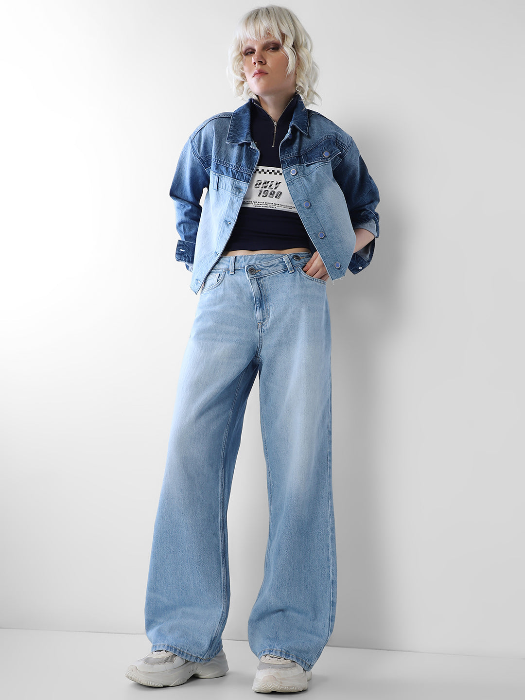 Light Blue High Rise Straight Fit Jeans