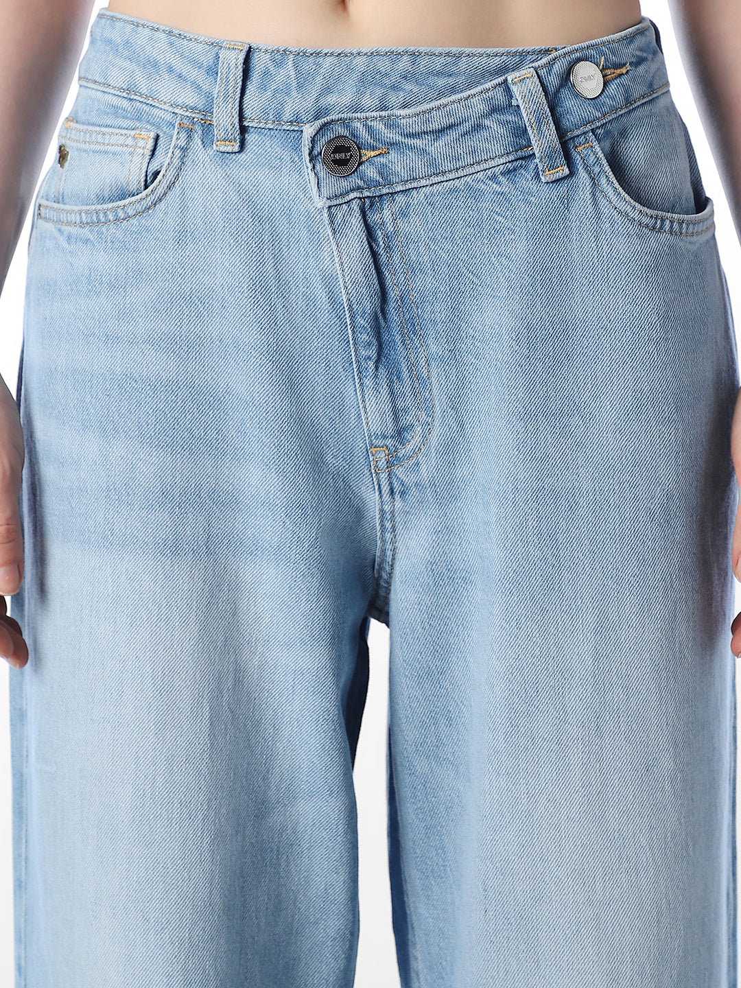Light Blue High Rise Straight Fit Jeans