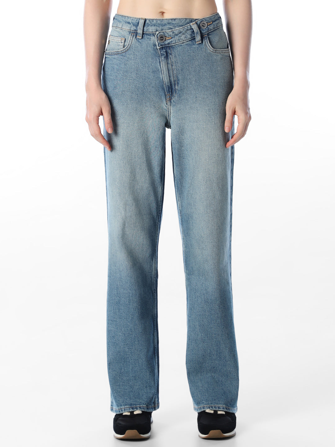 Blue High Rise Straight Fit Jeans