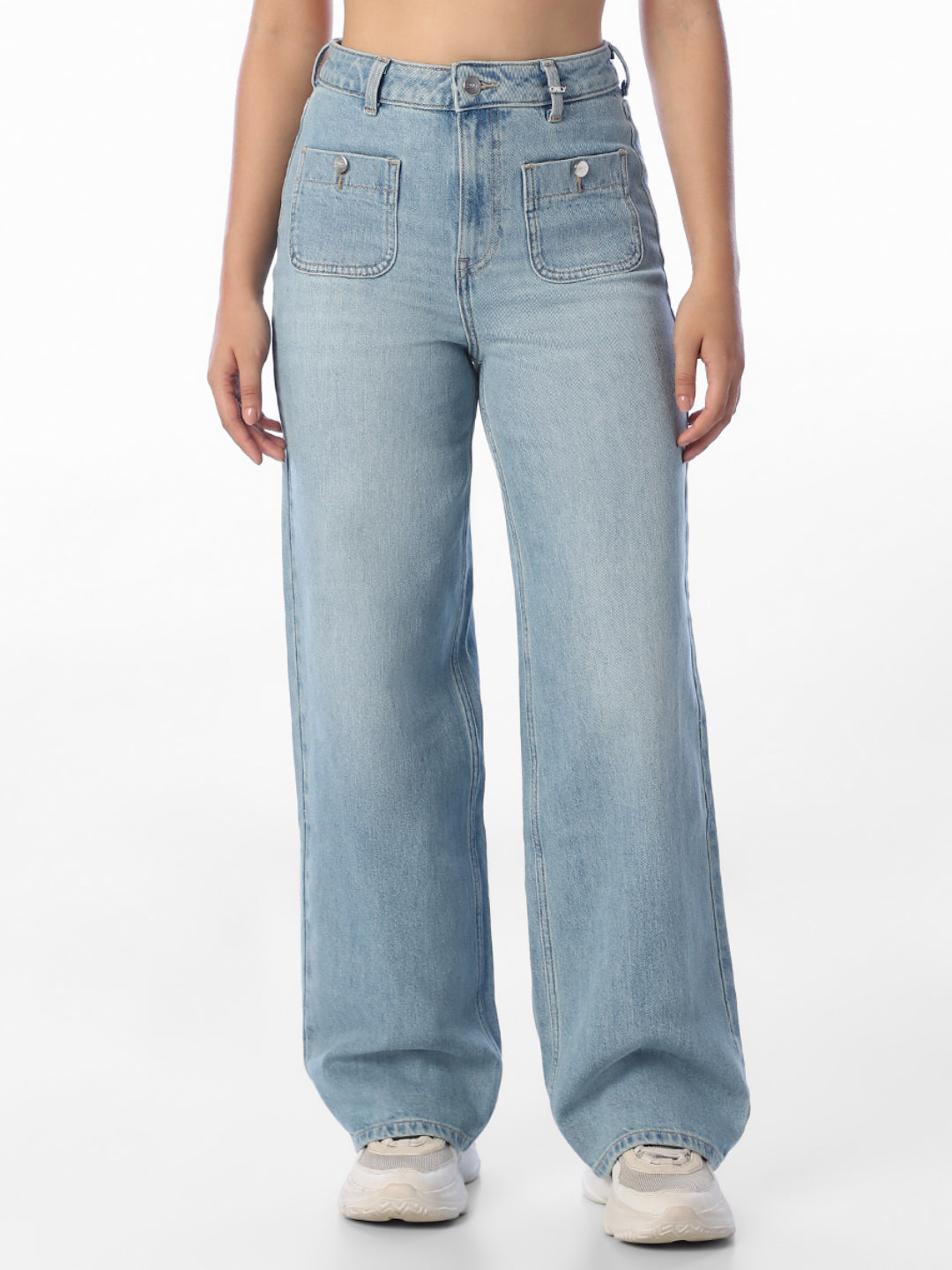 Blue High Rise Wide Leg Jeans