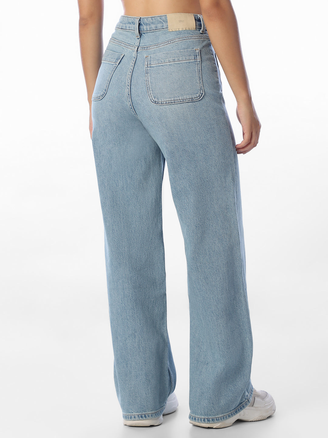 Blue High Rise Wide Leg Jeans