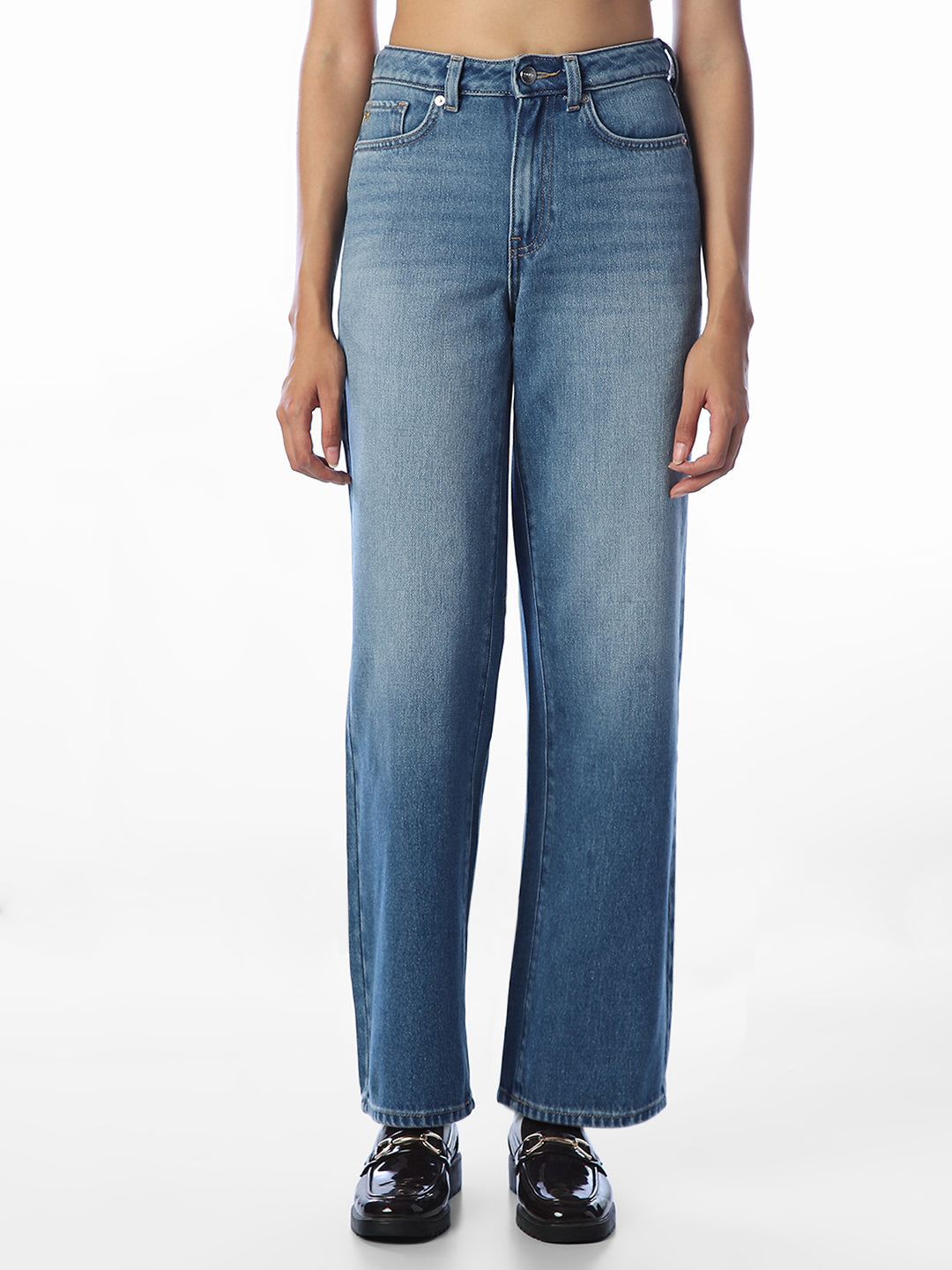 Light Blue High Rise Wide Leg Jeans
