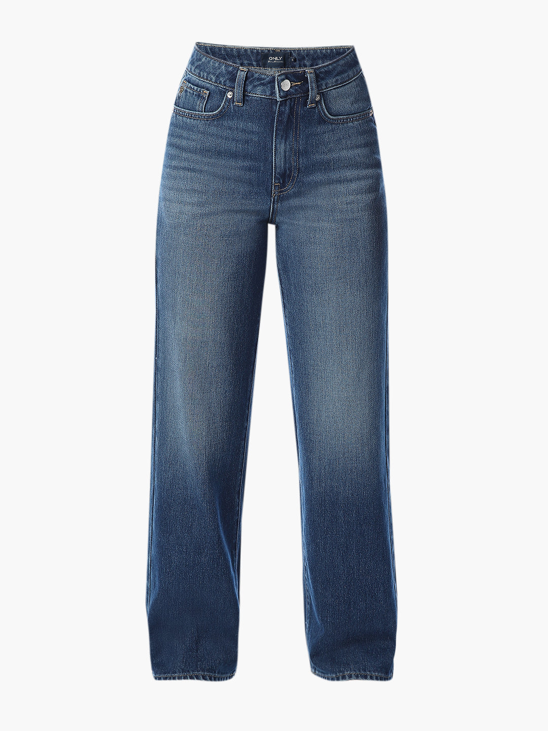Dark Blue Washed Wide Leg Jeans