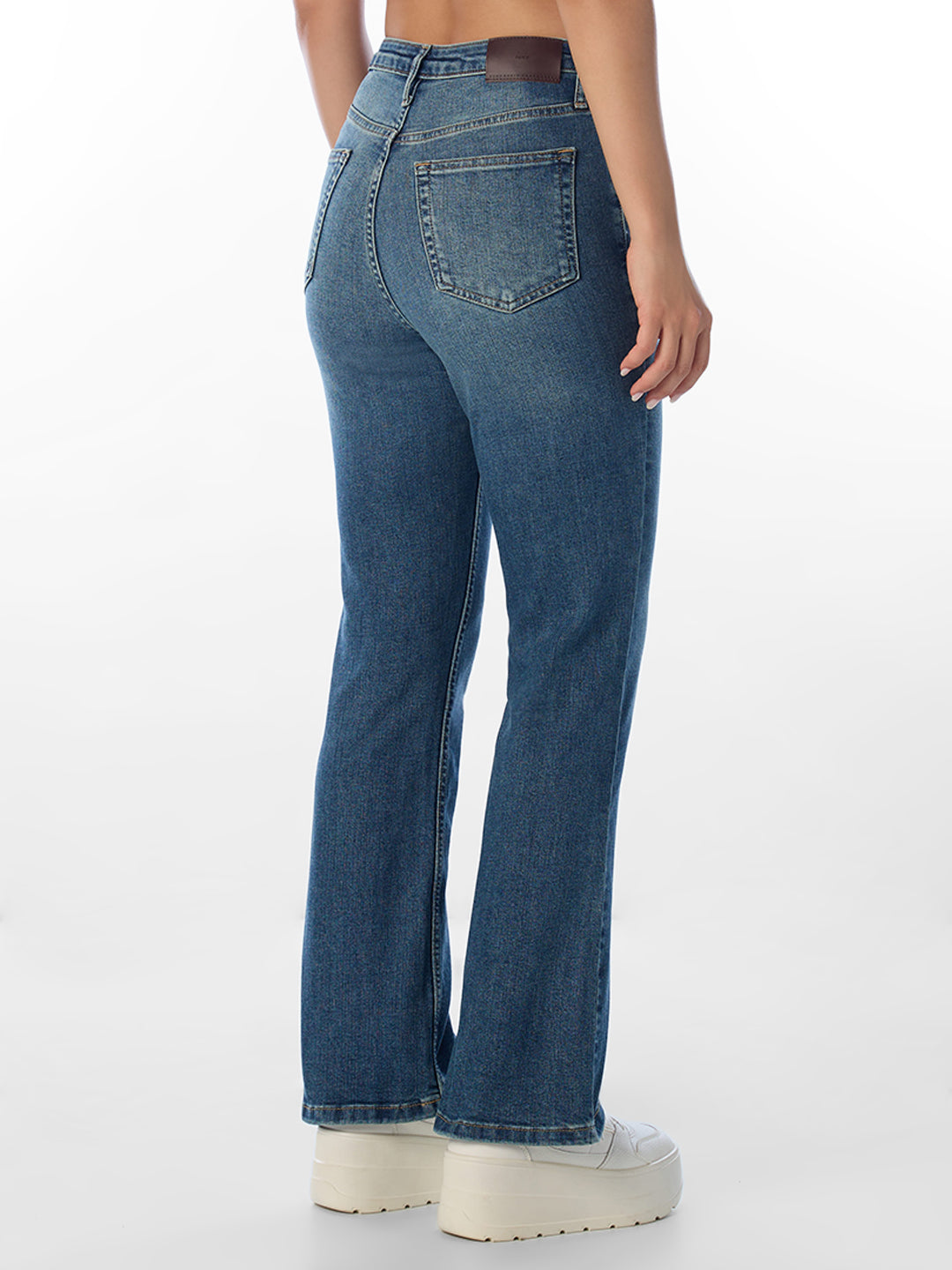 Dark Blue High Rise Flared Jeans