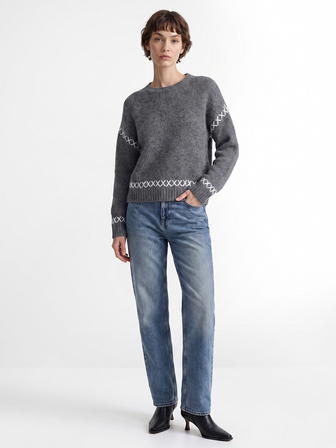 Cross Stitch Detail Pullover