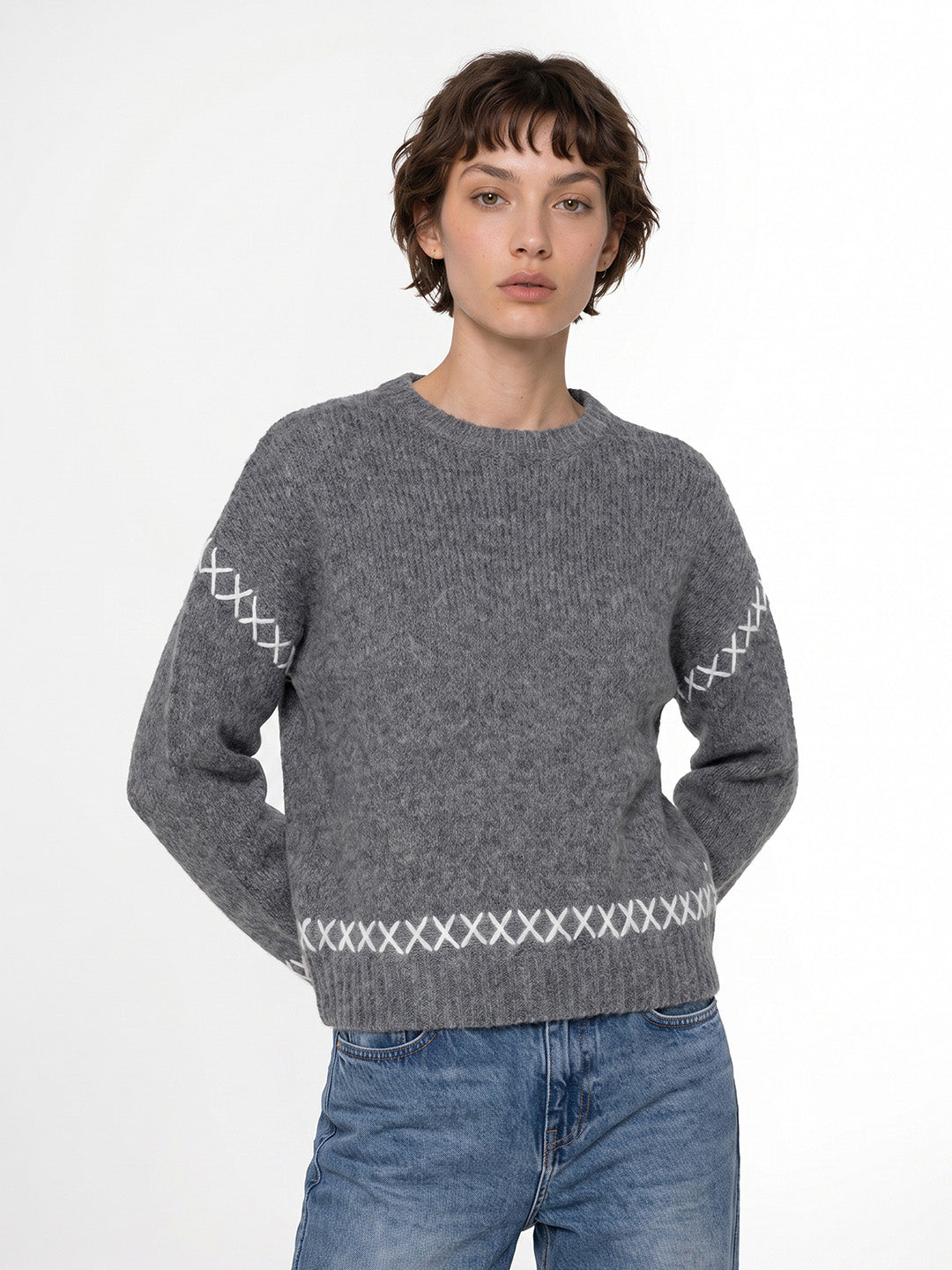 Cross Stitch Detail Pullover