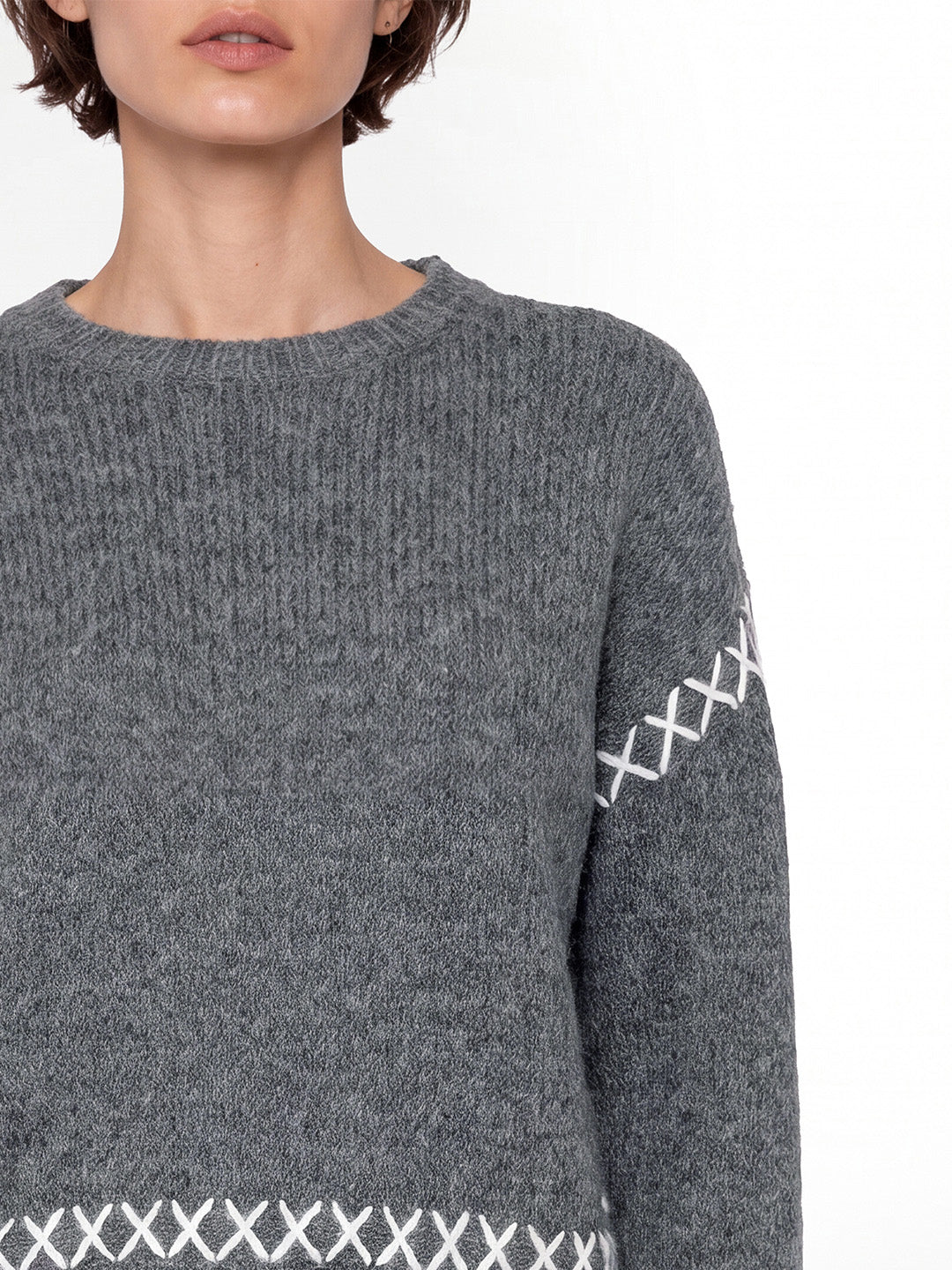 Cross Stitch Detail Pullover