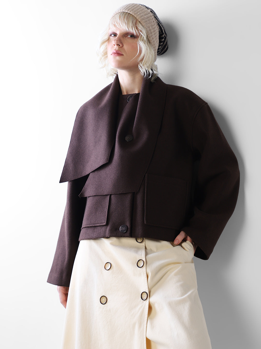 Dark Brown Scarf Jacket