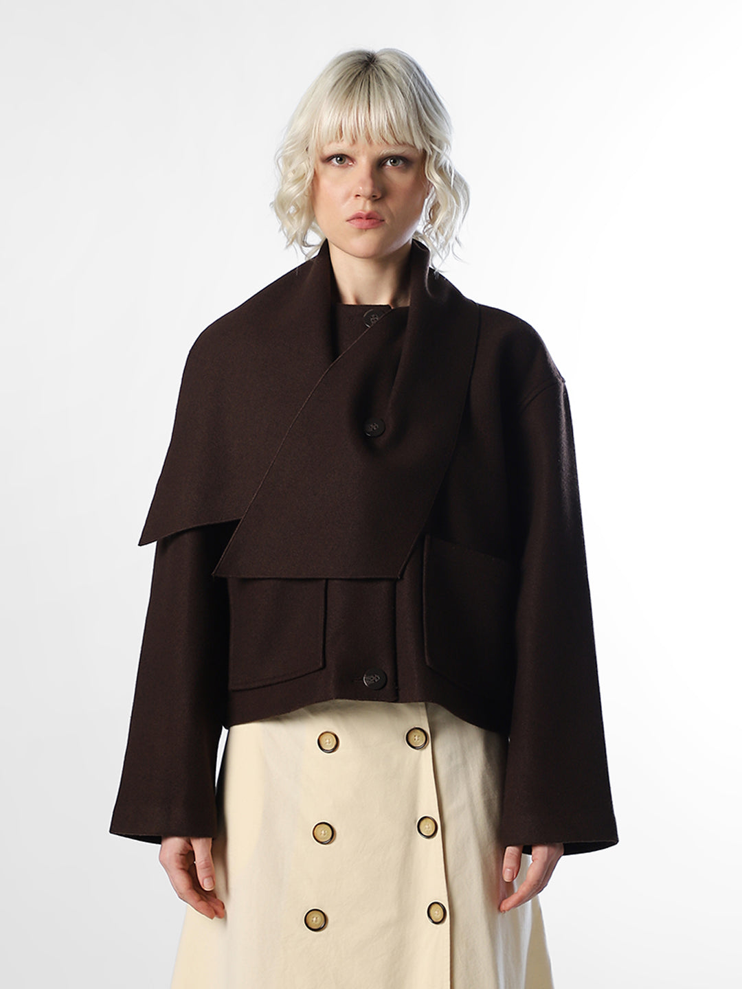 Dark Brown Scarf Jacket