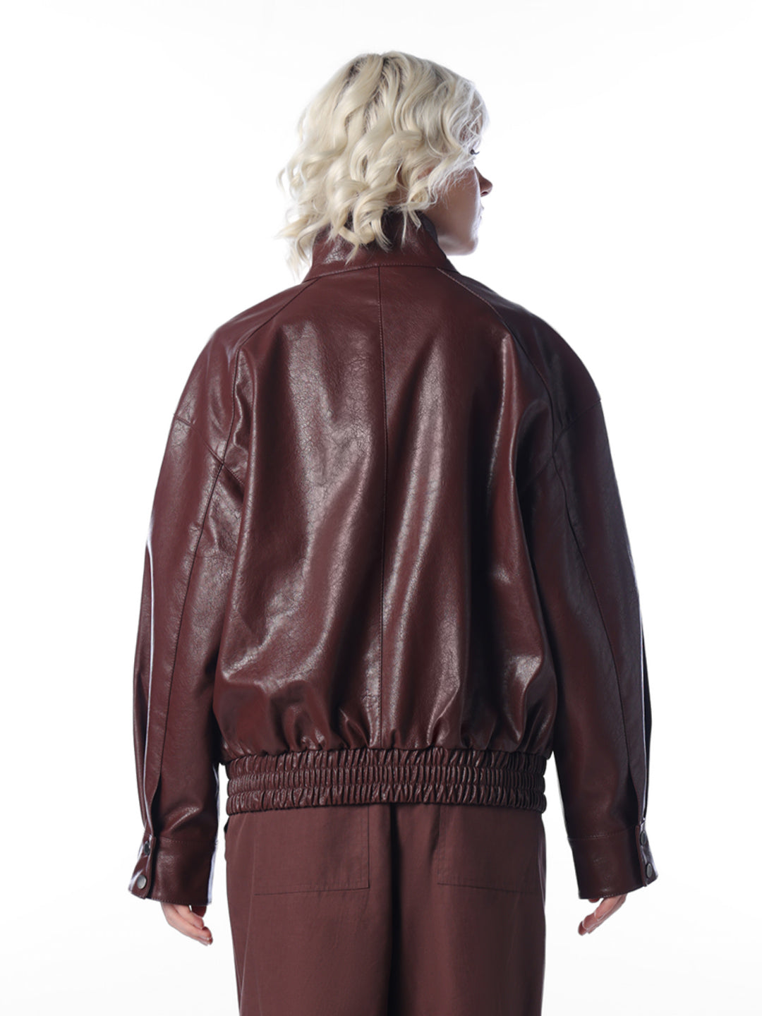 Brown Faux Leather Relaxed Fit Jacket