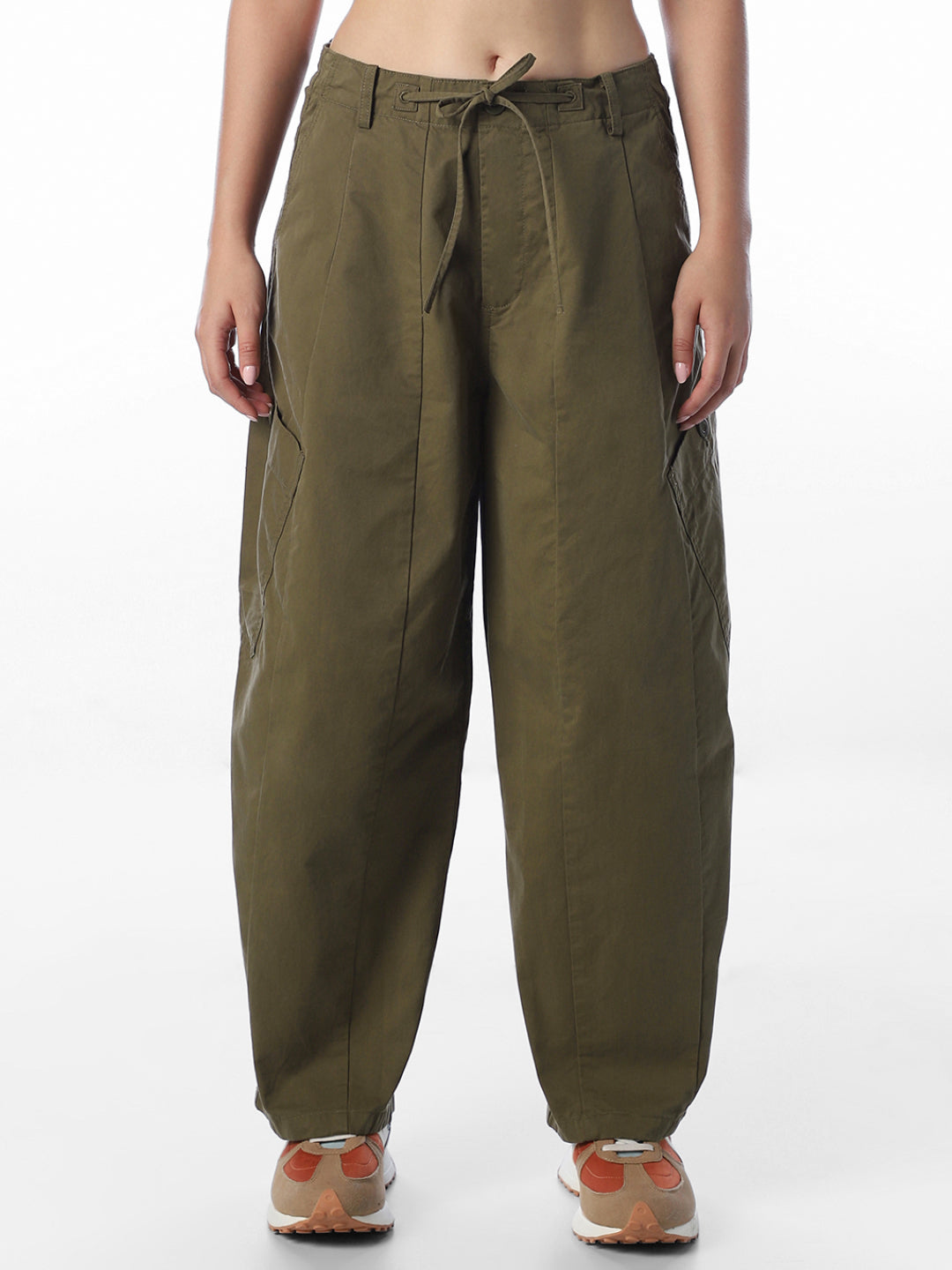 Olive Barrel Fit Cargo Pants