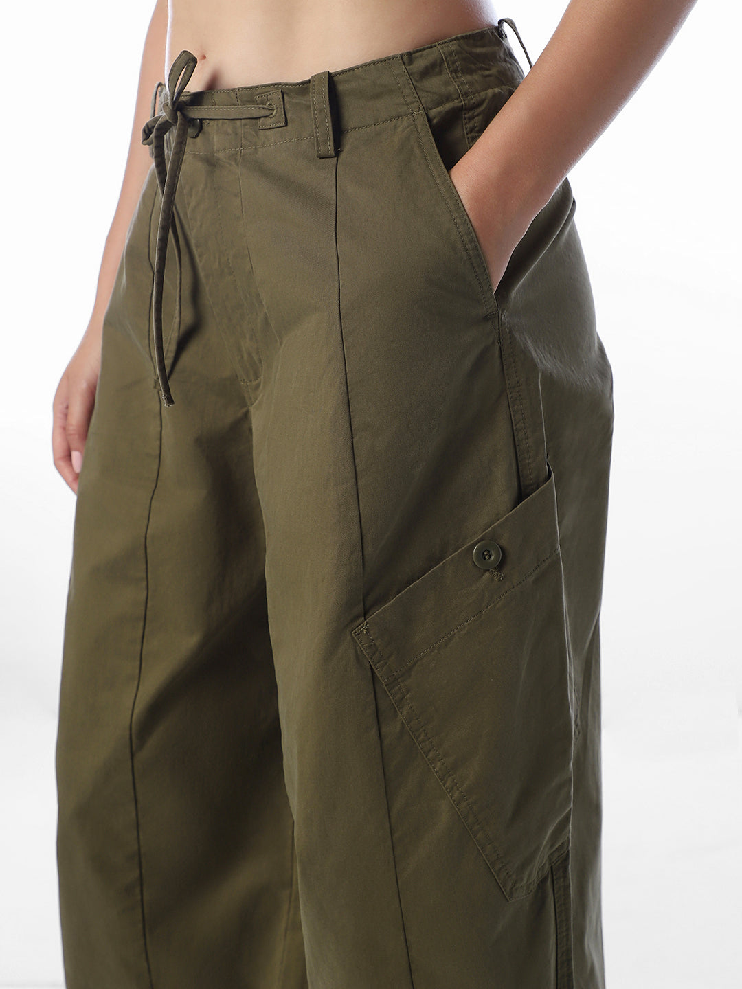 Olive Barrel Fit Cargo Pants