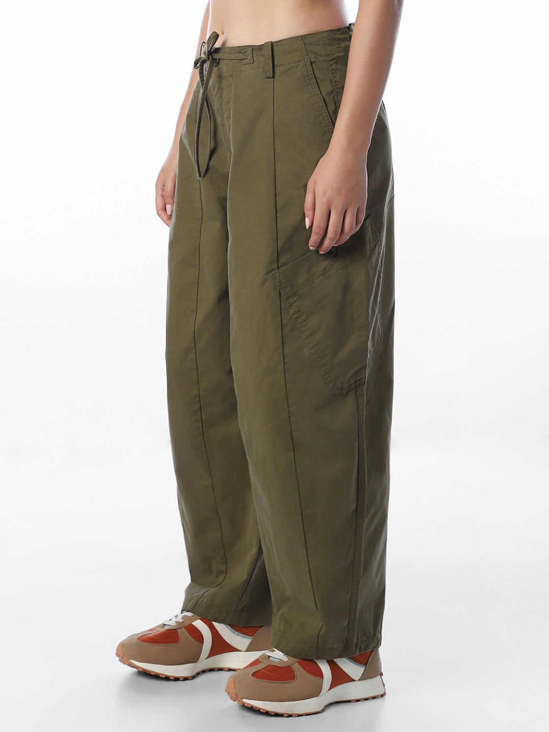 Olive Barrel Fit Cargo Pants