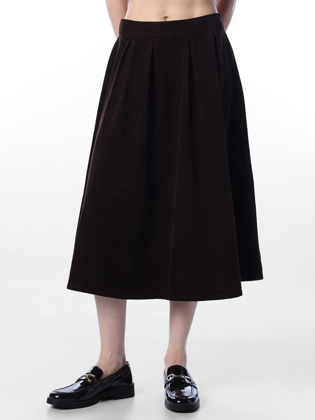 Brown Corduroy Long Skirt