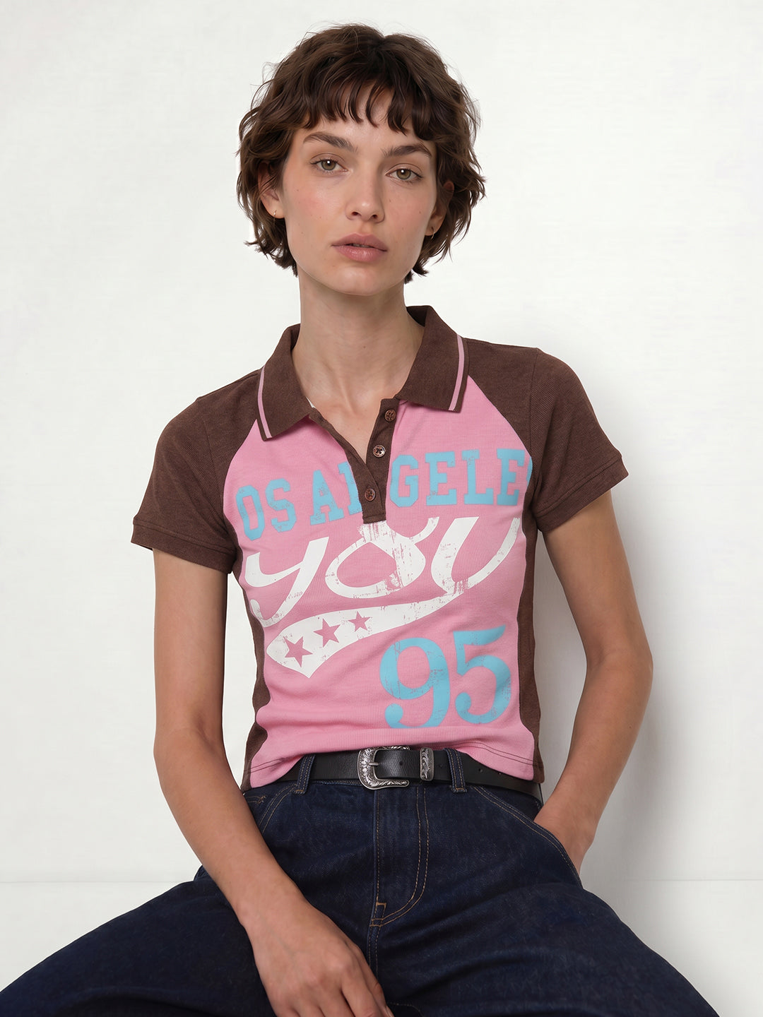 Colourblocked Printed Polo