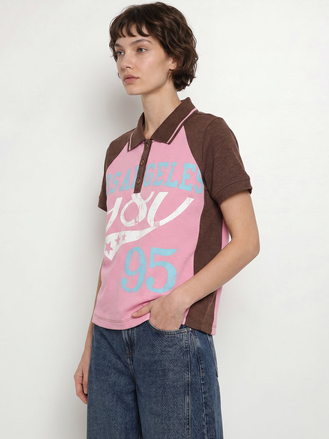 Colourblocked Printed Polo
