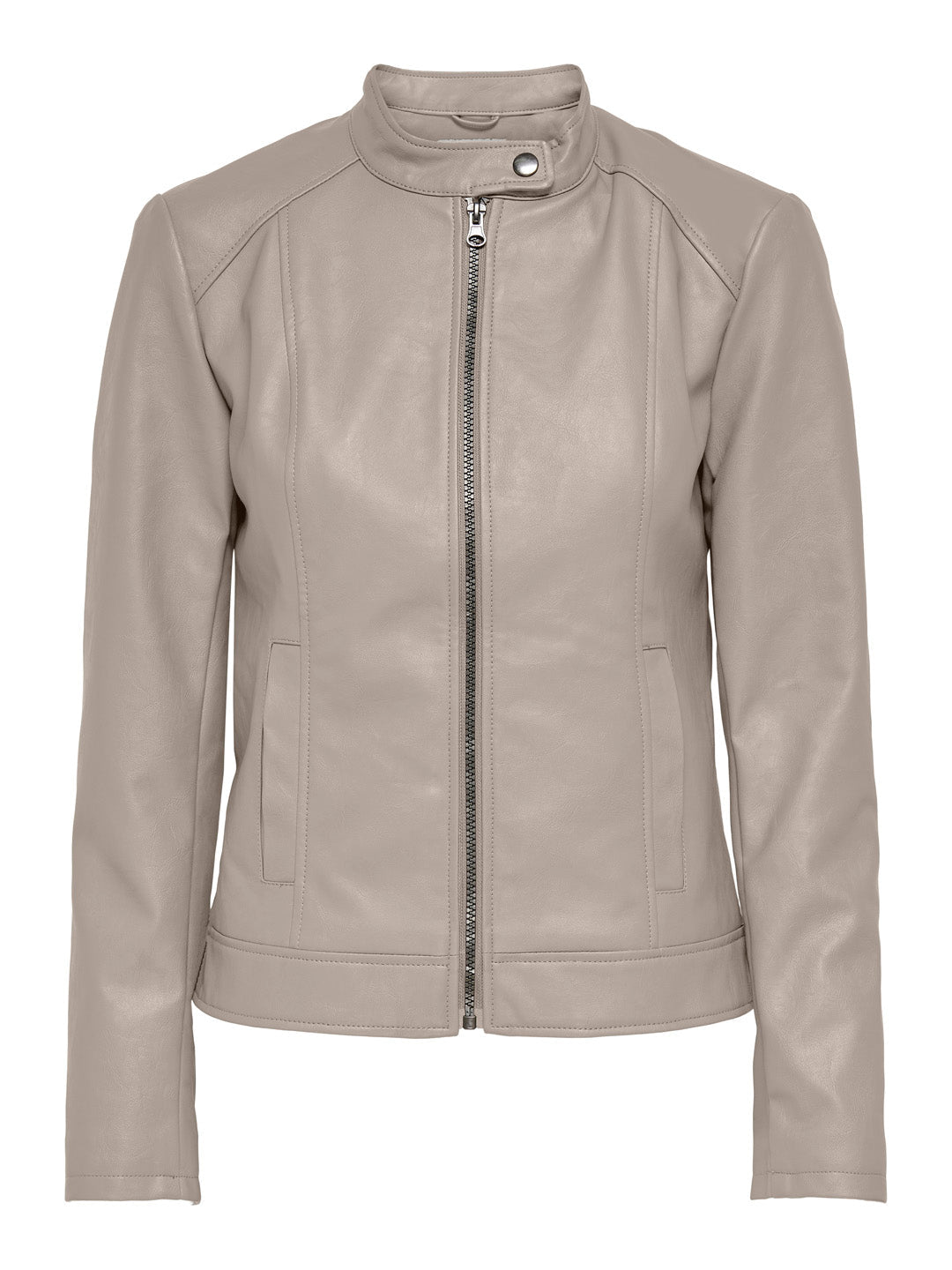 Beige Faux Leather Jacket