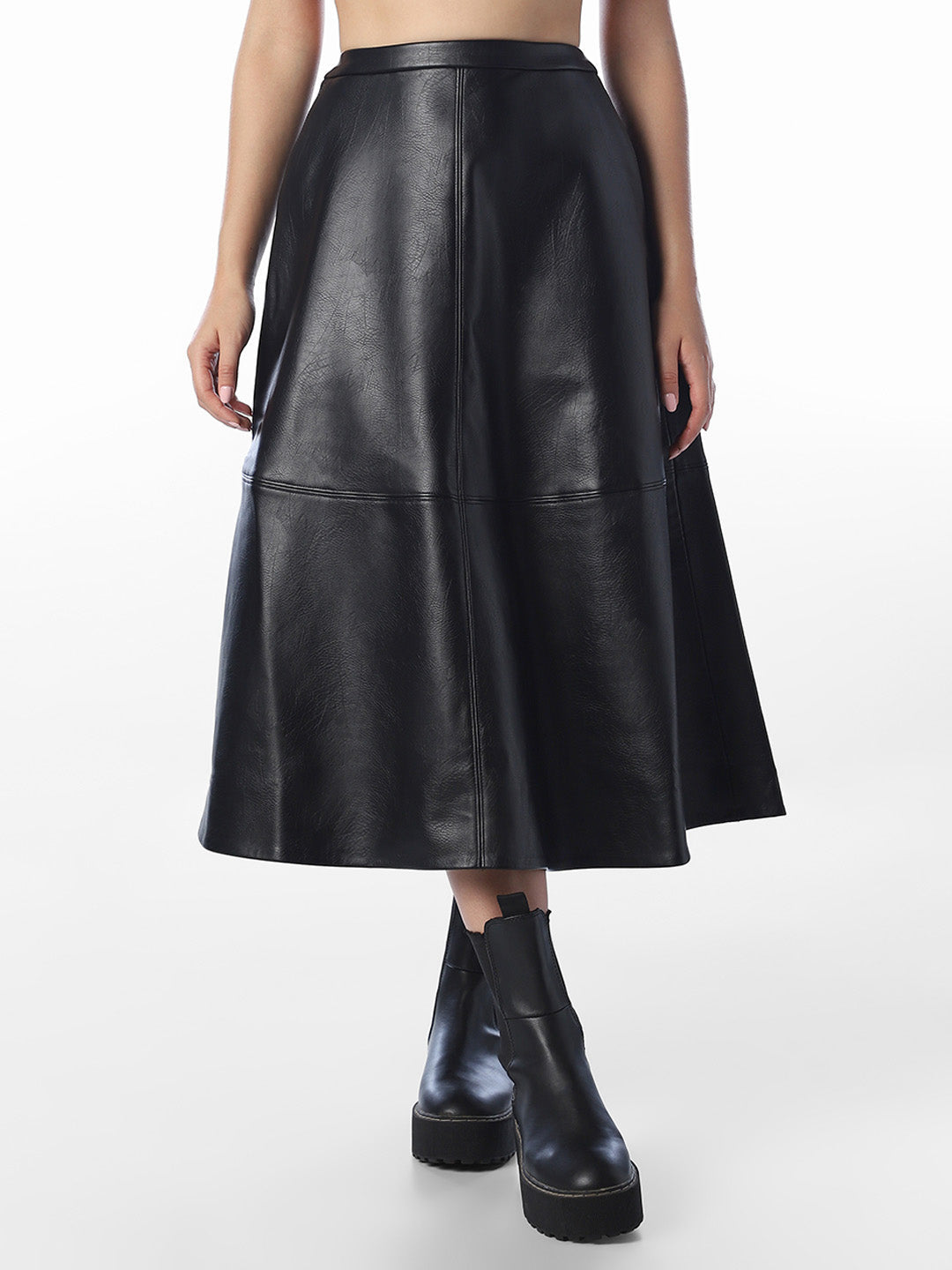 Black Faux Leather Skirt