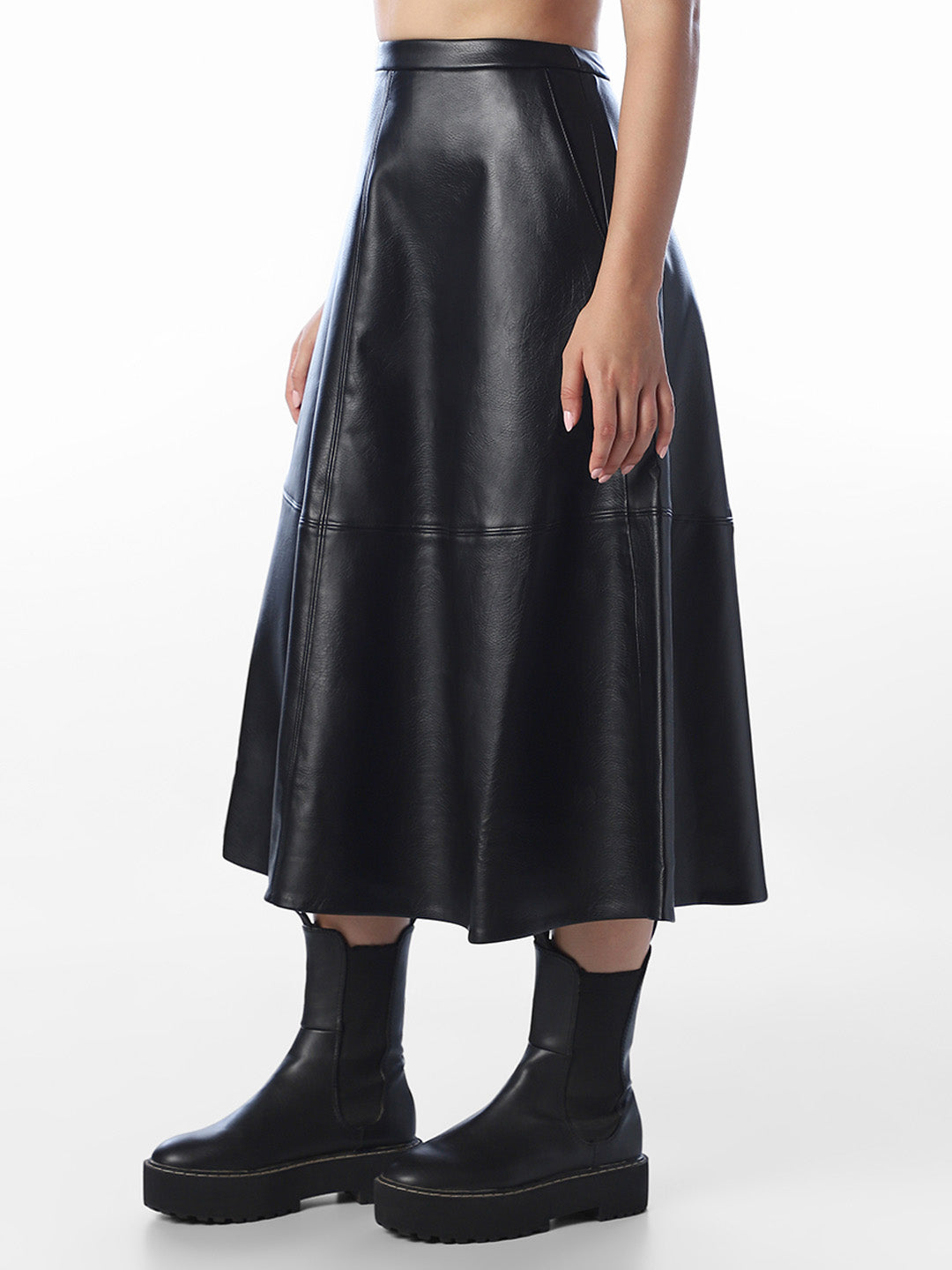Black Faux Leather Skirt