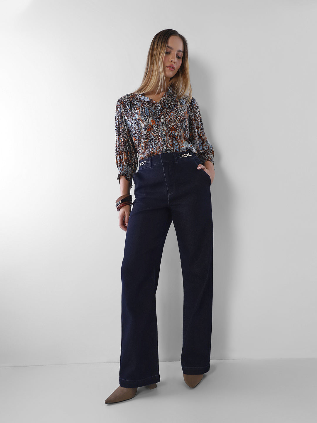 Black High Rise Wide Leg Jeans