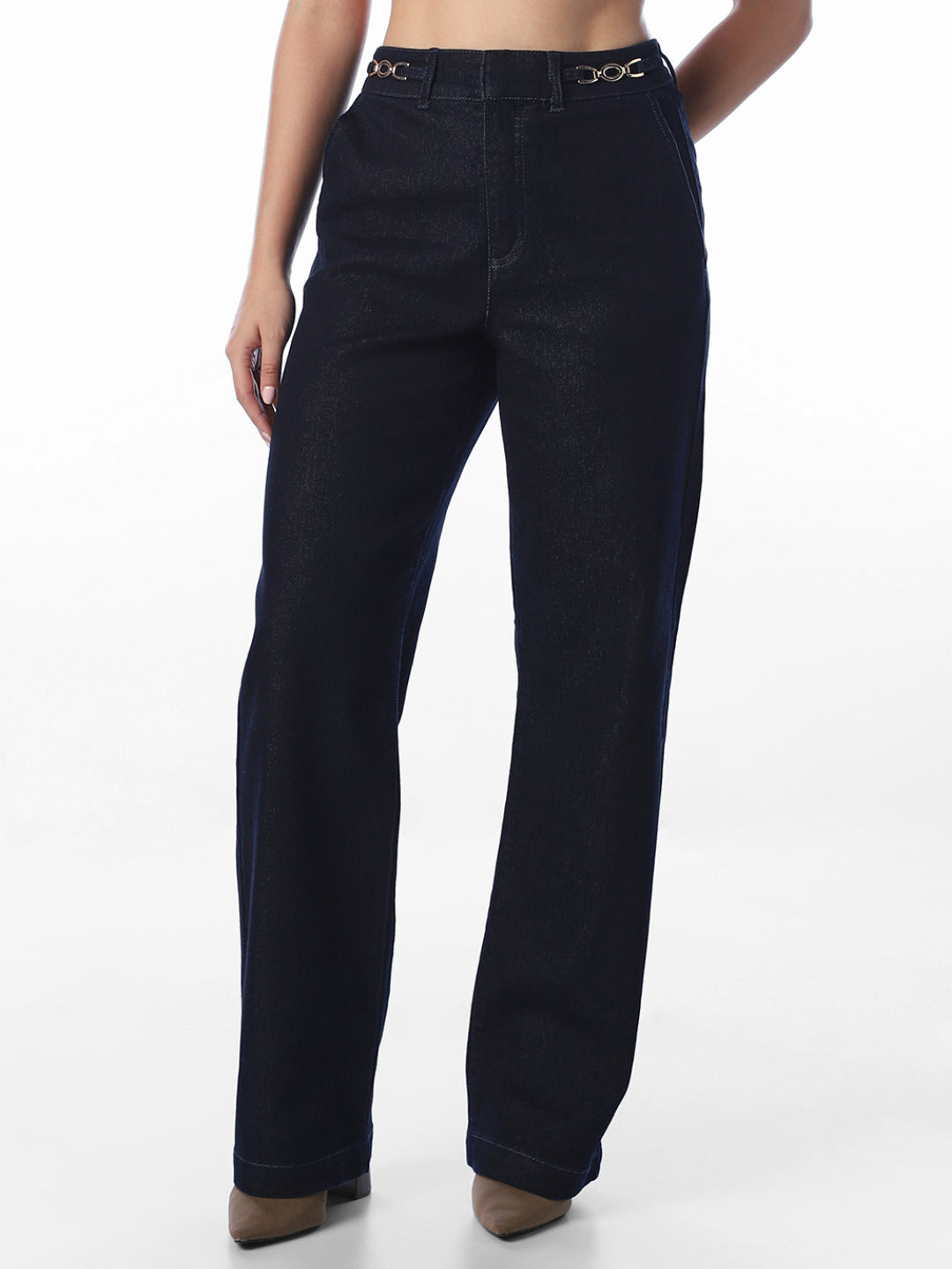 Black High Rise Wide Leg Jeans